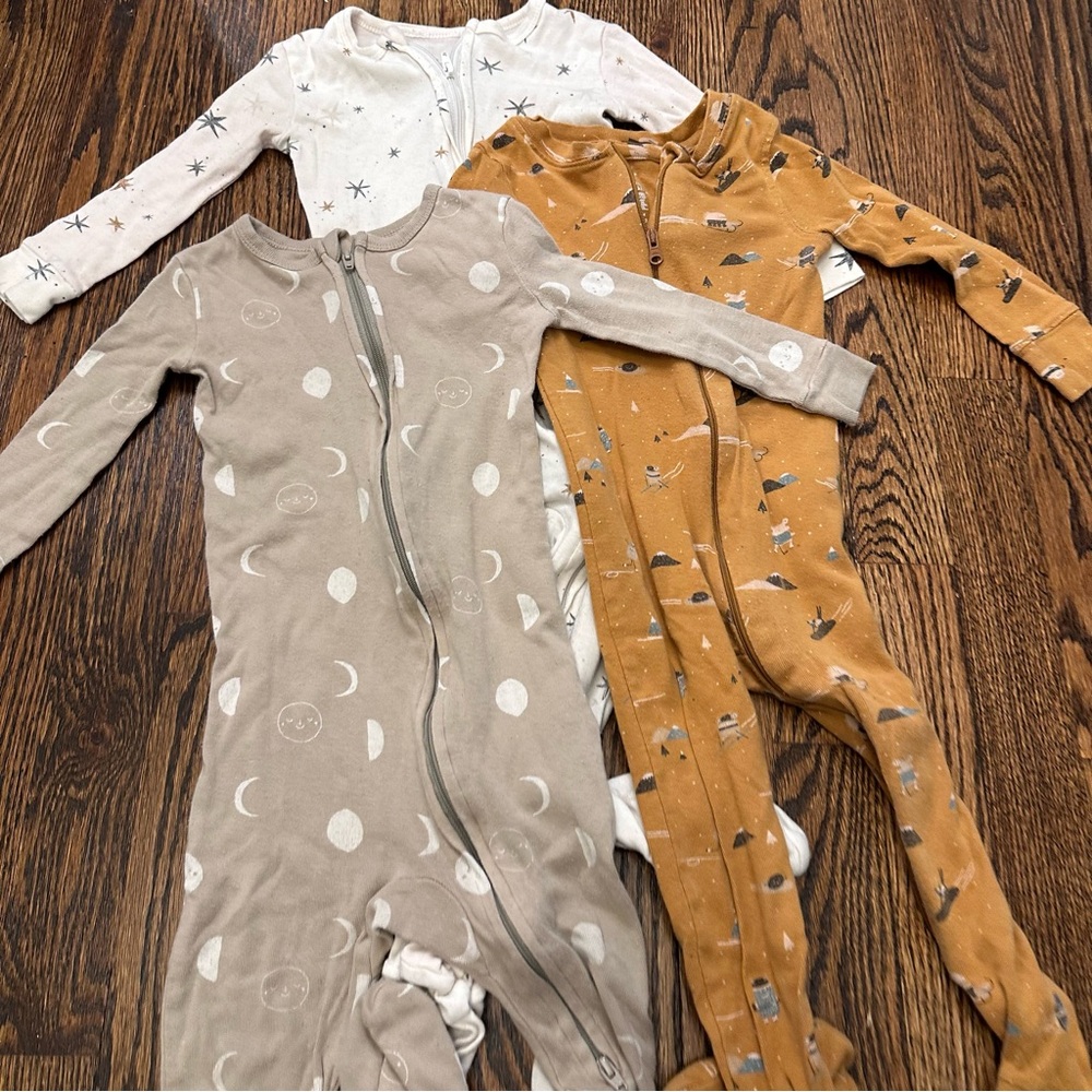 3 long-sleeve double-zipper footed pajamas 24 MONTHS